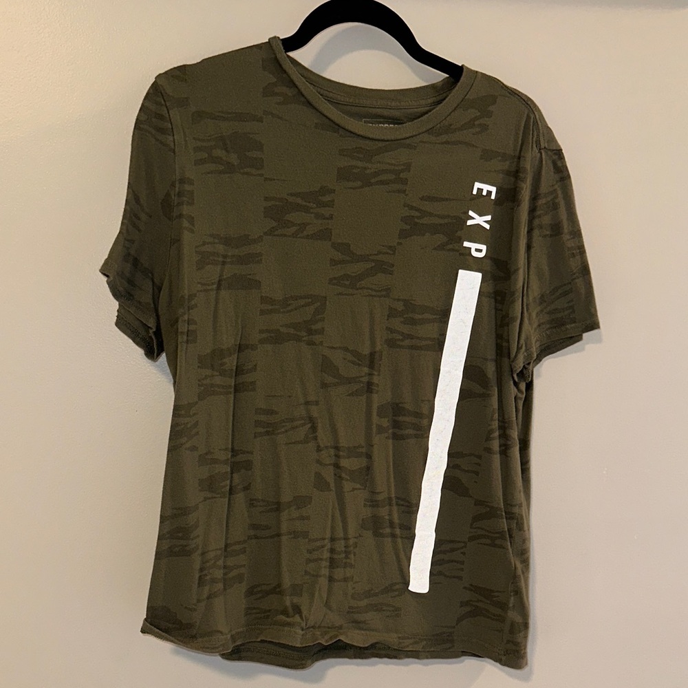 Express Olive Camouflage Graphic Tee
